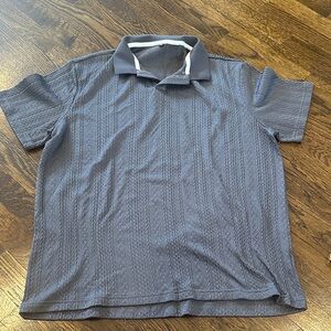 Men's Gray Textured Polo Shirt